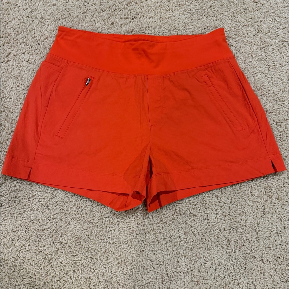 Athleta Bright Orange Athletic Shorts with Zipper Pocket